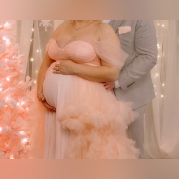 Amazon Pink Ruffled Maternity Dress - Picture 3 of 5